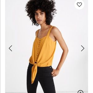 NWT Madewell Button-Front Tie Tank Top Marigold M